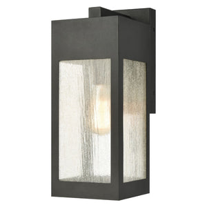 Atlas Angus 20'' High Modern Outdoor Wall Sconce with Heavily Seeded Glass for Warm Ambiance Charcoal 7'' OL11285-BK