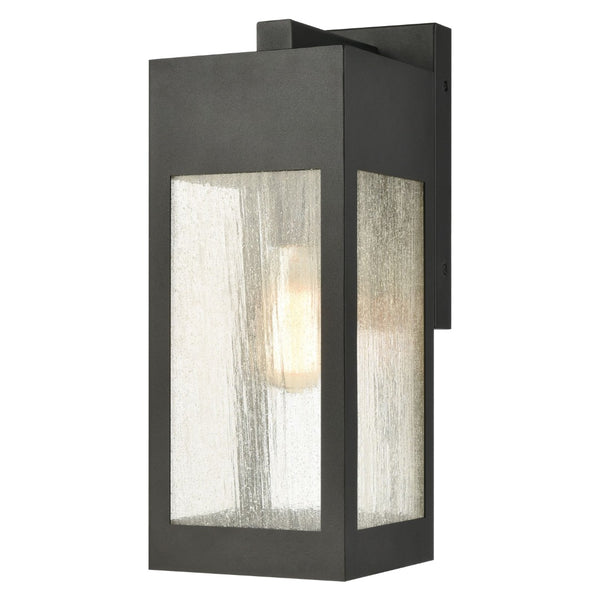 Atlas Angus 20'' High Modern Outdoor Wall Sconce with Heavily Seeded Glass for Warm Ambiance Charcoal 7'' OL11285-BK