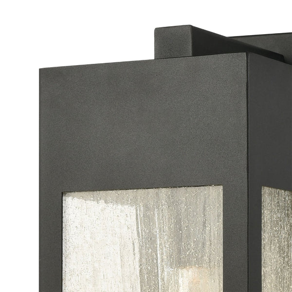 Atlas Angus 20'' High Modern Outdoor Wall Sconce with Heavily Seeded Glass for Warm Ambiance Charcoal 7'' OL11285-BK