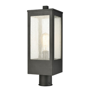 Atlas Angus 20'' High 1-Light Outdoor Post Light - Modern Charcoal Design with Warm Seeded Glass Glow OL11286-BK