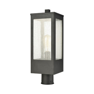 Atlas Angus 20'' High 1-Light Outdoor Post Light - Modern Charcoal Design with Warm Seeded Glass Glow OL11286-BK