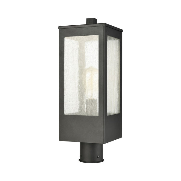 Atlas Angus 20'' High 1-Light Outdoor Post Light - Modern Charcoal Design with Warm Seeded Glass Glow OL11286-BK