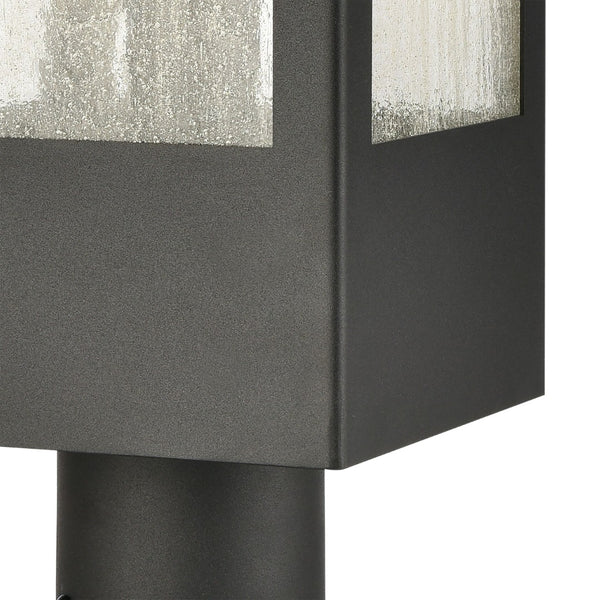 Atlas Angus 20'' High 1-Light Outdoor Post Light - Modern Charcoal Design with Warm Seeded Glass Glow OL11286-BK