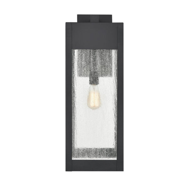 Atlas Angus 20'' High Modern Outdoor Wall Sconce with Heavily Seeded Glass for Warm Ambiance Charcoal 9'' OL11287-BK