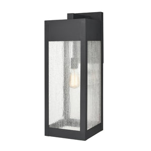 Atlas Angus 20'' High Modern Outdoor Wall Sconce with Heavily Seeded Glass for Warm Ambiance Charcoal 9'' OL11287-BK