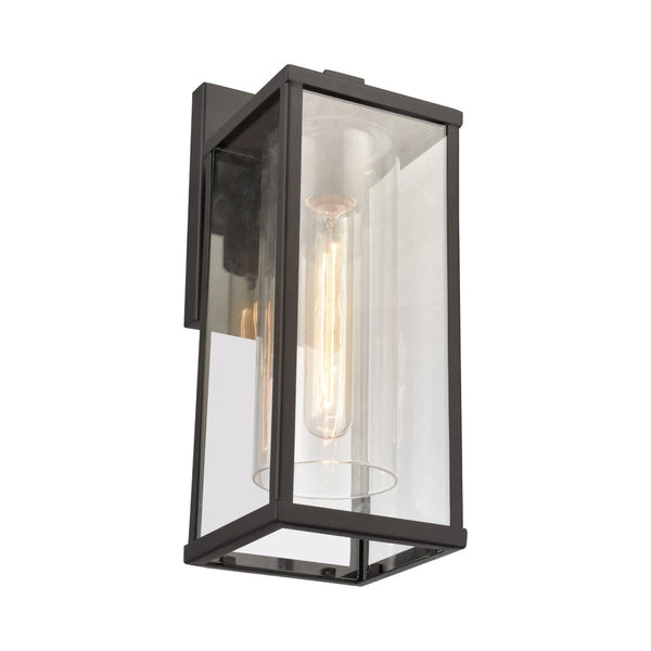Atlas Augusta 1-Light Outdoor Sconce - Elegant Lantern Design for Entryways and Patios, Weather Resistant Matte Black 5'' OL11288-BK