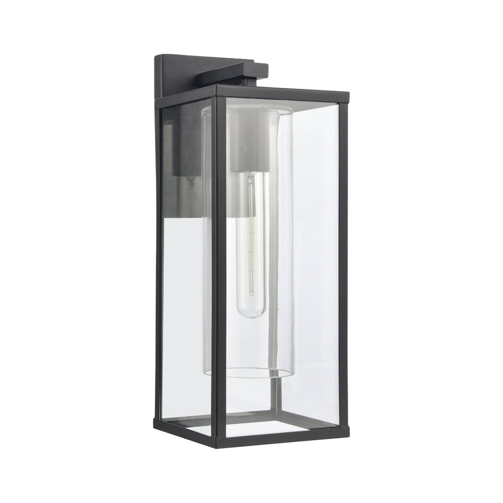 Atlas Augusta 1-Light Outdoor Sconce - Elegant Lantern Design for Entryways and Patios, Weather Resistant Matte Black 6'' OL11289-BK