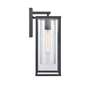 Atlas Augusta 1-Light Outdoor Sconce - Elegant Lantern Design for Entryways and Patios, Weather Resistant Matte Black 6'' OL11289-BK