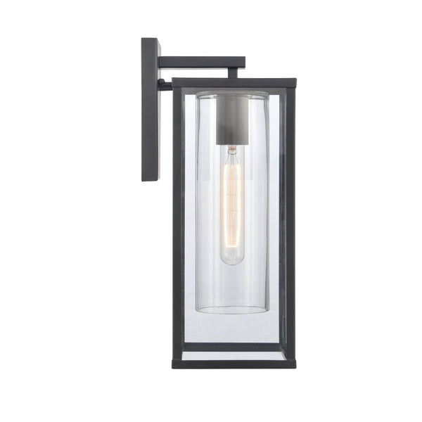 Atlas Augusta 1-Light Outdoor Sconce - Elegant Lantern Design for Entryways and Patios, Weather Resistant Matte Black 6'' OL11289-BK