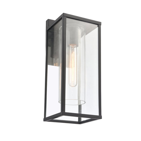 Atlas Augusta 1-Light Outdoor Sconce - Elegant Lantern Design for Entryways and Patios, Weather Resistant Matte Black 6'' OL11289-BK