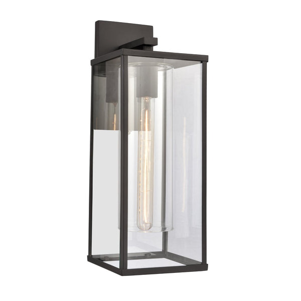 Atlas Augusta 1-Light Outdoor Sconce - Elegant Lantern Design for Entryways and Patios, Weather Resistant Matte Black 7'' OL11290-BK