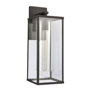 Atlas Augusta 1-Light Outdoor Sconce - Elegant Lantern Design for Entryways and Patios, Weather Resistant Matte Black 7'' OL11290-BK