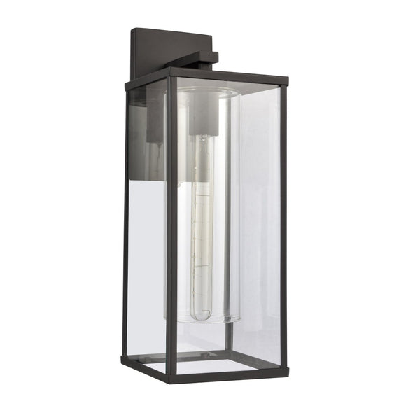 Atlas Augusta 1-Light Outdoor Sconce - Elegant Lantern Design for Entryways and Patios, Weather Resistant Matte Black 7'' OL11290-BK