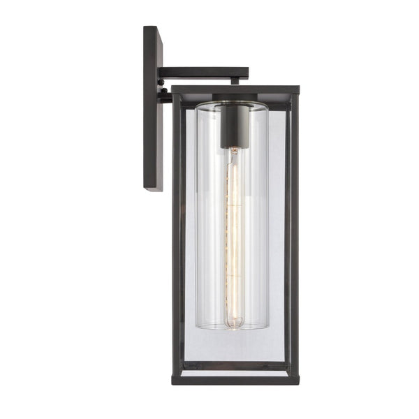 Atlas Augusta 1-Light Outdoor Sconce - Elegant Lantern Design for Entryways and Patios, Weather Resistant Matte Black 7'' OL11290-BK