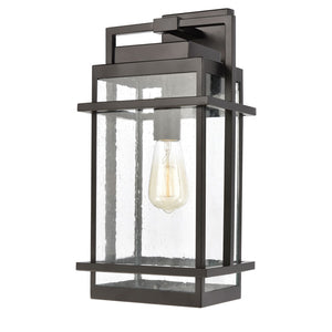 Atlas Breckenridge 1-Light Outdoor Sconce – Modern Farmhouse Design with Clear Seeded Glass for Elegance Matte Black 8'' OL11294-BK