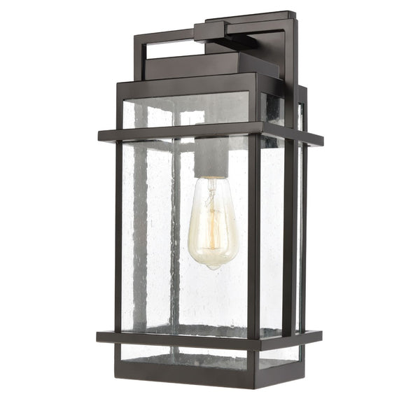Atlas Breckenridge 1-Light Outdoor Sconce – Modern Farmhouse Design with Clear Seeded Glass for Elegance Matte Black 8'' OL11294-BK