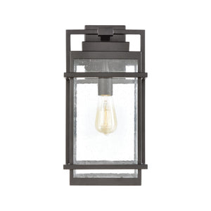 Atlas Breckenridge 1-Light Outdoor Sconce – Modern Farmhouse Design with Clear Seeded Glass for Elegance Matte Black 8'' OL11294-BK