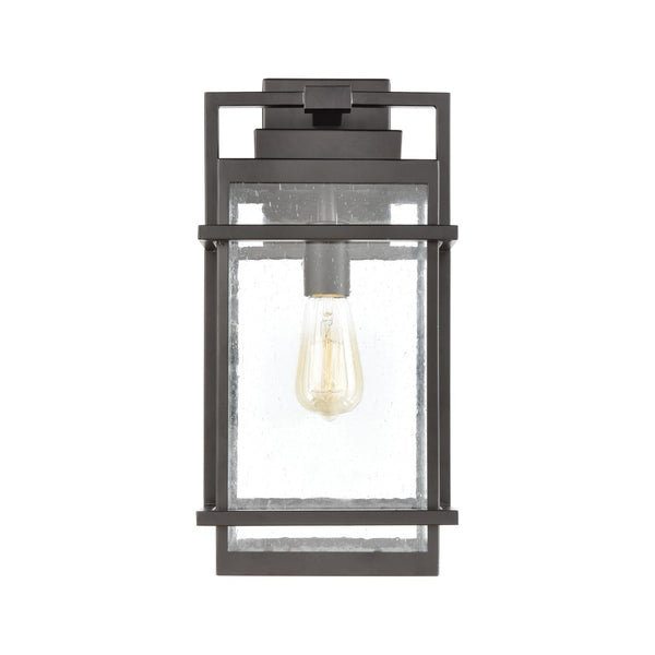 Atlas Breckenridge 1-Light Outdoor Sconce – Modern Farmhouse Design with Clear Seeded Glass for Elegance Matte Black 8'' OL11294-BK