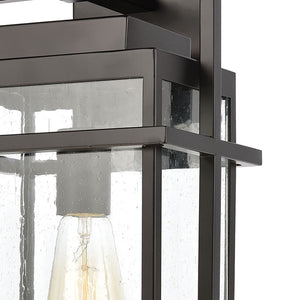 Atlas Breckenridge 1-Light Outdoor Sconce – Modern Farmhouse Design with Clear Seeded Glass for Elegance Matte Black 8'' OL11294-BK