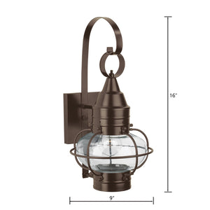 Atlas Classic Outdoor Wall Sconce - Timeless Onion Glass Lantern with Weather-Resistant Brass Cage Design Bronze 9'' OL11295-BZ