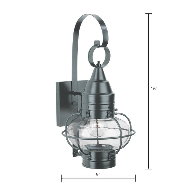 Atlas Classic Onion Outdoor Sconce 16" High - Elegant Gun Metal 1-Light Fixture for Coastal Charm & Durability OL11295-GY1