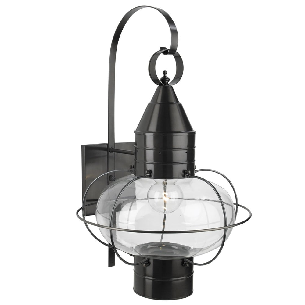 Atlas Classic Onion 24" High Outdoor Sconce - Elegant Black Brass Cage with Timeless Coastal Glass Design OL11298-BK1