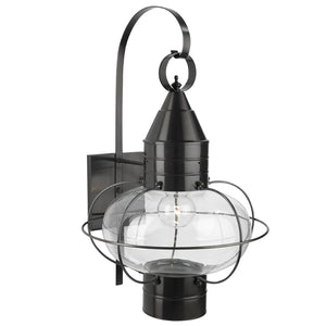 Atlas Classic Onion 24" High Outdoor Sconce - Elegant Black Brass Cage with Timeless Coastal Glass Design OL11298-BK1