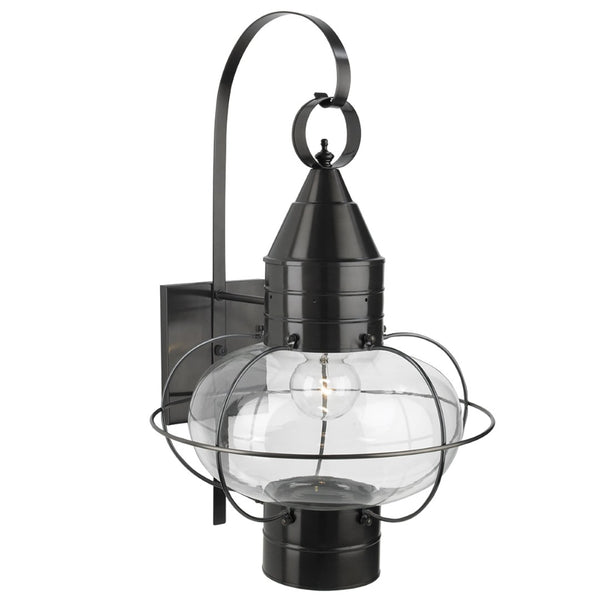 Atlas Classic Onion 24" High Outdoor Sconce - Elegant Black Brass Cage with Timeless Coastal Glass Design OL11298-BK1