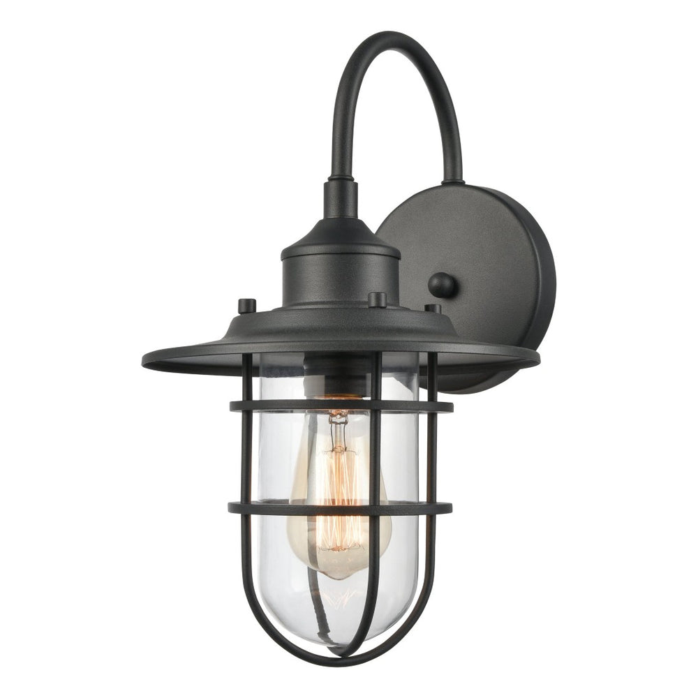 Atlas Coastal Farm 1-Light Outdoor Sconce - Rustic Charm with Industrial Style for Patios and Porches Charcoal 9'' OL11300-BK