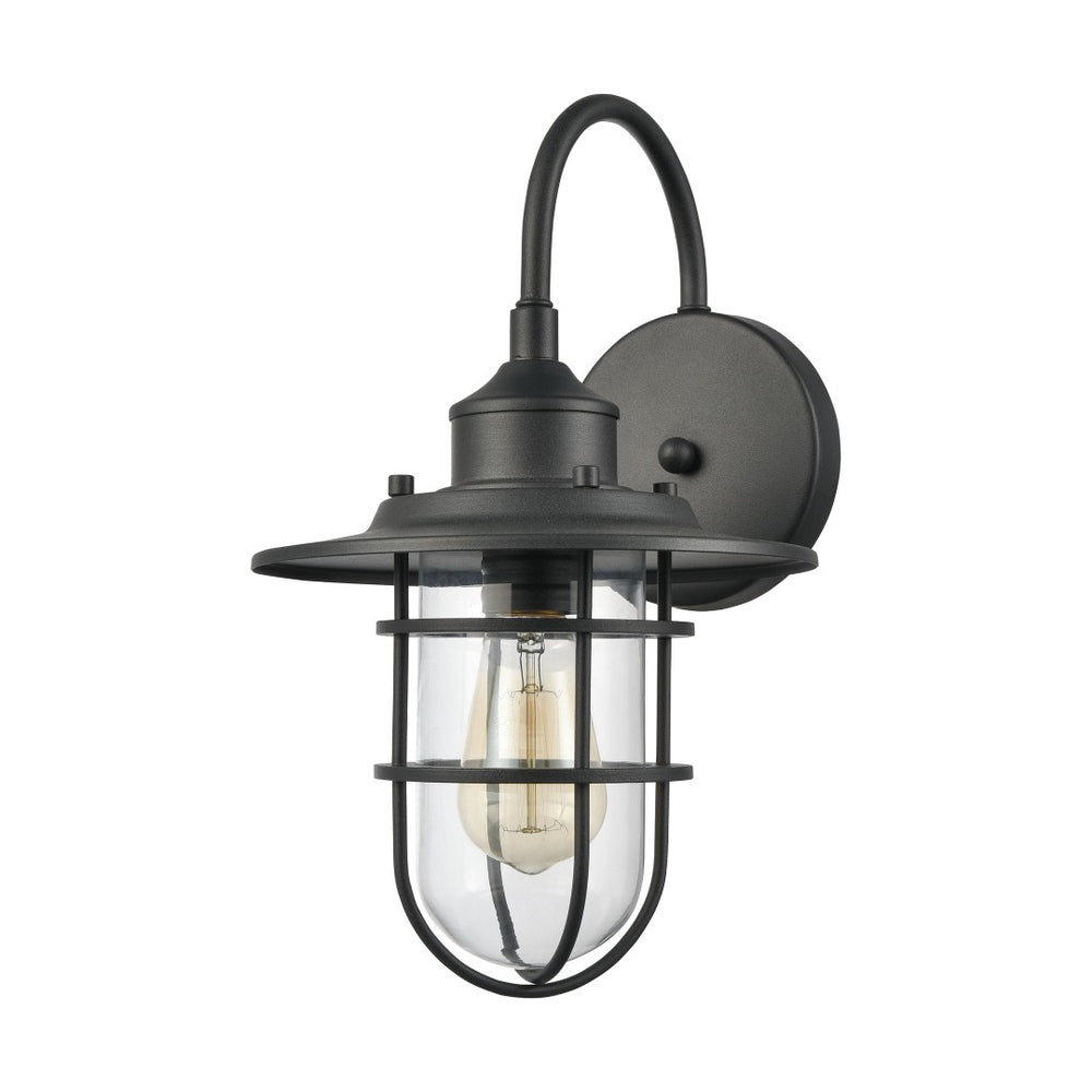 Atlas Coastal Farm 1-Light Outdoor Sconce - Rustic Charm with Industrial Style for Patios and Porches Charcoal 9'' OL11300-BK