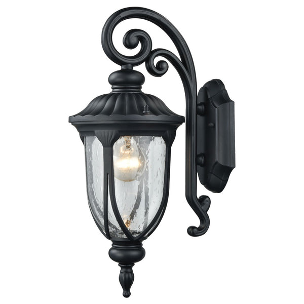 Atlas Derry Outdoor Wall Sconce – Classic Charm with Durable Design and Elegant Seeded Glass Illumination Matte Black 7'' OL11308-BK