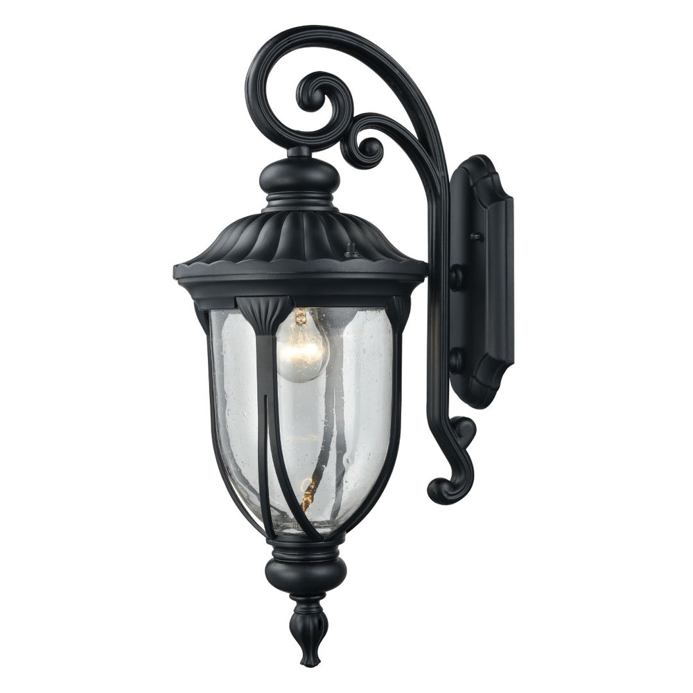 Atlas Derry Outdoor Wall Sconce – Classic Charm with Durable Design and Elegant Seeded Glass Illumination Matte Black 9'' OL11309-BK