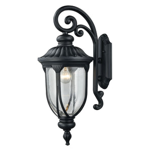 Atlas Derry Outdoor Wall Sconce – Classic Charm with Durable Design and Elegant Seeded Glass Illumination Matte Black 9'' OL11309-BK