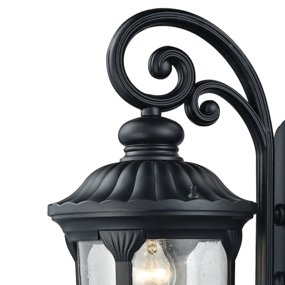 Atlas Derry Outdoor Wall Sconce – Classic Charm with Durable Design and Elegant Seeded Glass Illumination Matte Black 9'' OL11309-BK