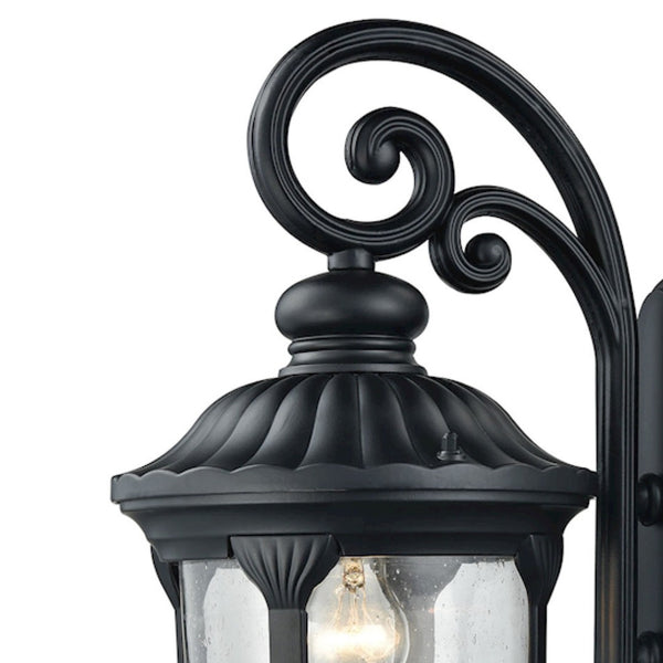 Atlas Derry Outdoor Wall Sconce – Classic Charm with Durable Design and Elegant Seeded Glass Illumination Matte Black 9'' OL11309-BK