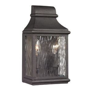 Atlas Forged Jefferson 2-Light Outdoor Sconce - Timeless Lantern Design with Textured Glass for Ambiance Charcoal 6'' OL11312-BK