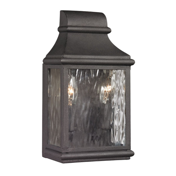 Atlas Forged Jefferson 2-Light Outdoor Sconce - Timeless Lantern Design with Textured Glass for Ambiance Charcoal 6'' OL11312-BK