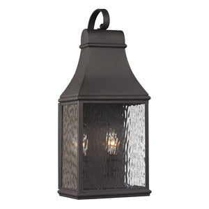 Atlas Forged Jefferson 2-Light Outdoor Sconce - Timeless Lantern Design with Textured Glass for Ambiance Charcoal 7'' OL11313-BK