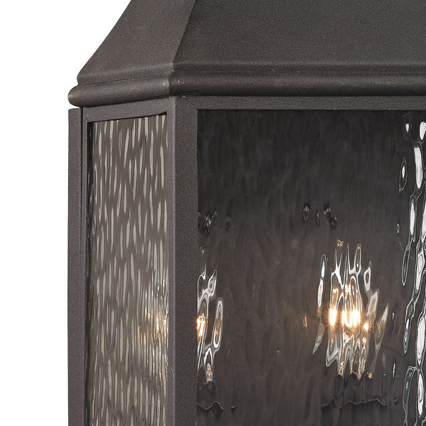Atlas Forged Jefferson 2-Light Outdoor Sconce - Timeless Lantern Design with Textured Glass for Ambiance Charcoal 7'' OL11313-BK