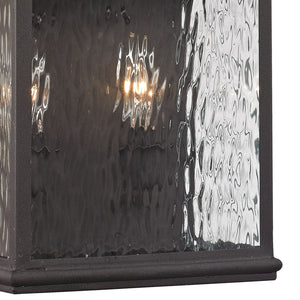 Atlas Forged Jefferson 2-Light Outdoor Sconce - Timeless Lantern Design with Textured Glass for Ambiance Charcoal 7'' OL11313-BK
