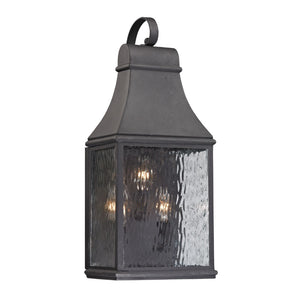 Atlas Forged Jefferson 2-Light Outdoor Sconce - Timeless Lantern Design with Textured Glass for Ambiance Charcoal 9'' OL11314-BK
