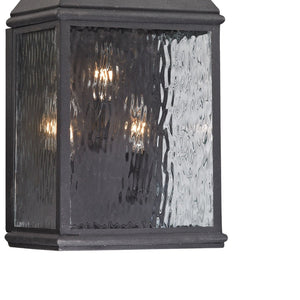 Atlas Forged Jefferson 2-Light Outdoor Sconce - Timeless Lantern Design with Textured Glass for Ambiance Charcoal 9'' OL11314-BK