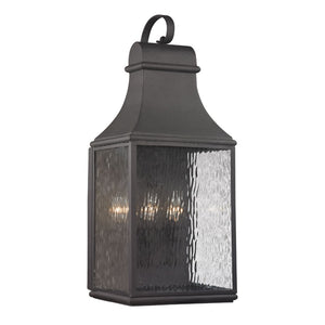 Atlas Forged Jefferson 2-Light Outdoor Sconce - Timeless Lantern Design with Textured Glass for Ambiance Charcoal 11'' OL11315-BK