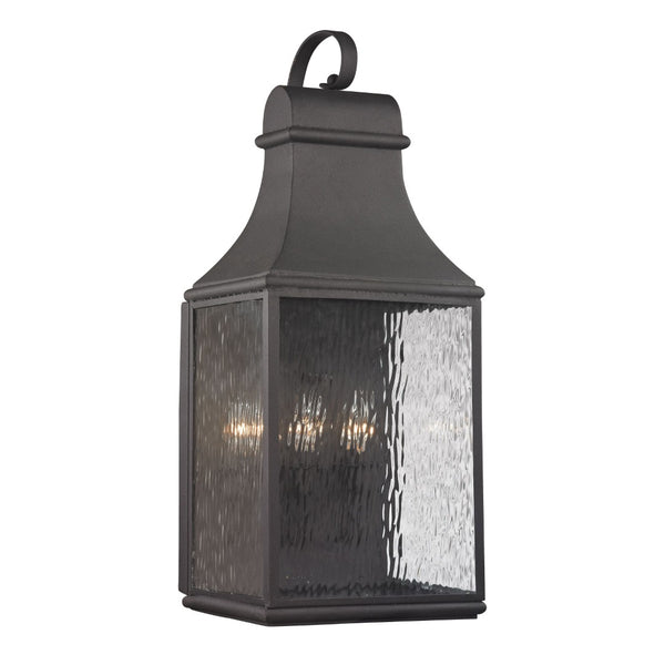 Atlas Forged Jefferson 2-Light Outdoor Sconce - Timeless Lantern Design with Textured Glass for Ambiance Charcoal 11'' OL11315-BK