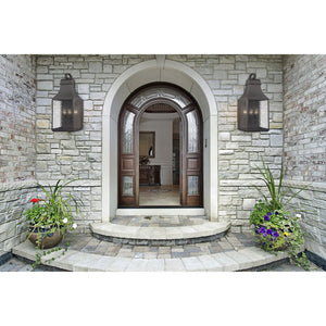 Atlas Forged Jefferson 2-Light Outdoor Sconce - Timeless Lantern Design with Textured Glass for Ambiance Charcoal 11'' OL11315-BK
