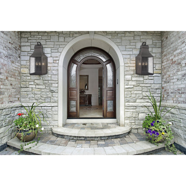 Atlas Forged Jefferson 2-Light Outdoor Sconce - Timeless Lantern Design with Textured Glass for Ambiance Charcoal 11'' OL11315-BK