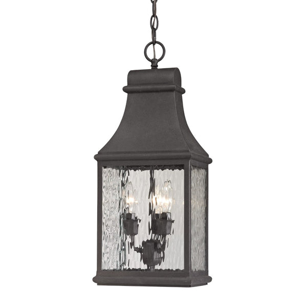 Atlas Forged 9" Wide 3-Light Outdoor Pendant - Charcoal Lantern Design for Classic Entryway Illumination OL11316-BK