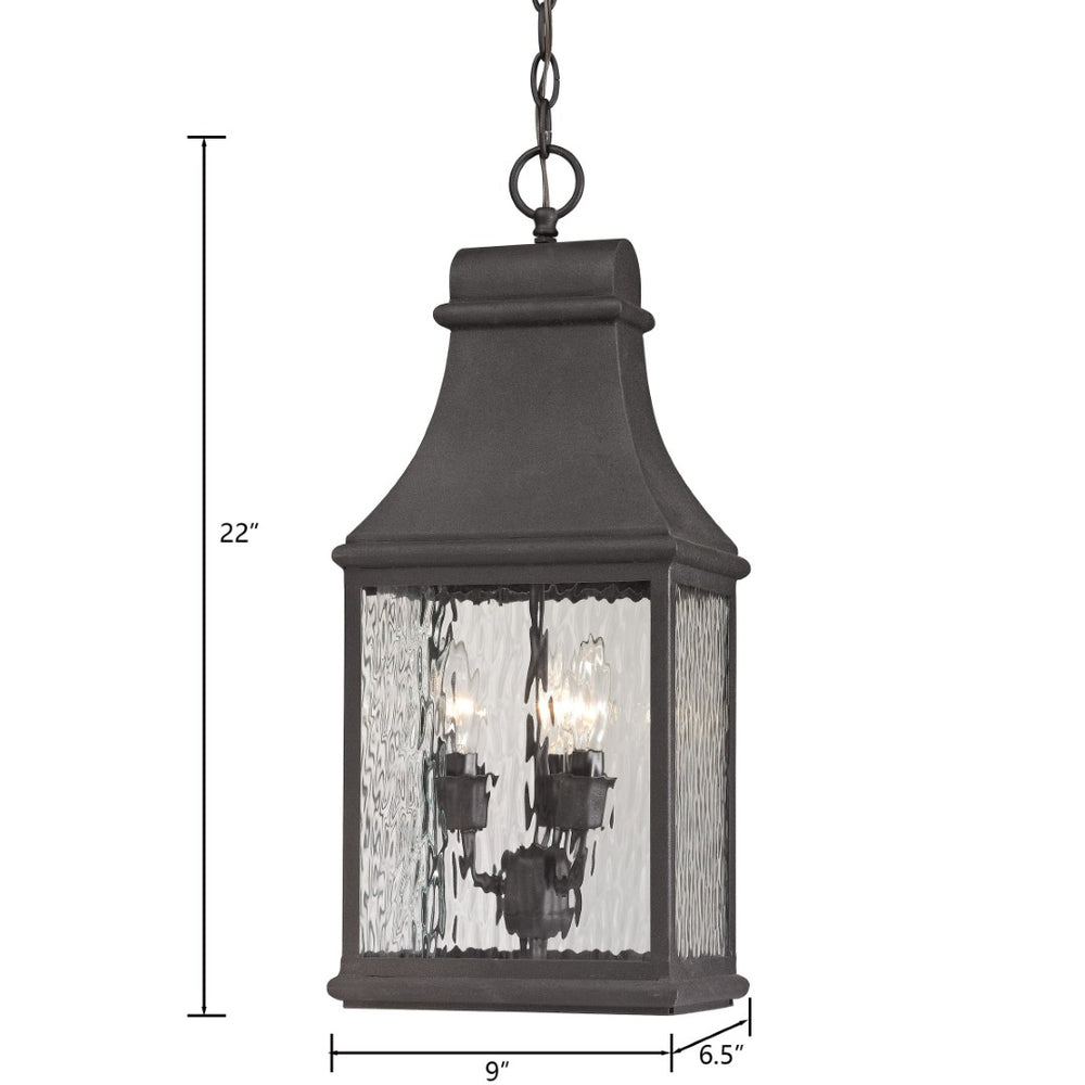 Atlas Forged 9" Wide 3-Light Outdoor Pendant - Charcoal Lantern Design for Classic Entryway Illumination OL11316-BK