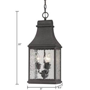Atlas Forged 9" Wide 3-Light Outdoor Pendant - Charcoal Lantern Design for Classic Entryway Illumination OL11316-BK