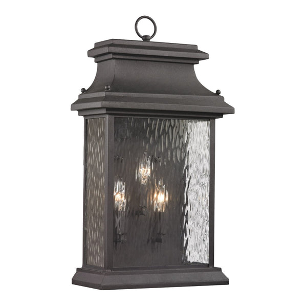 Atlas Forged Provincial 2-Light Outdoor Sconce - Traditional Lantern Design for Elegant Exterior Illumination Charcoal 12'' OL11317-BK